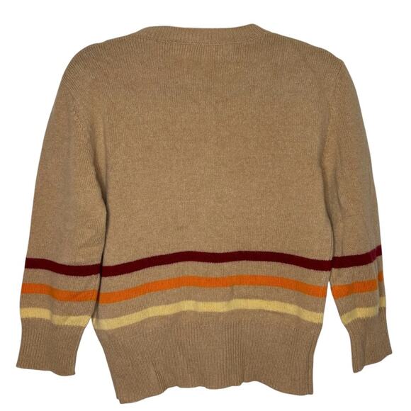 Marni wool and cashmere tan knit sweater with horizontal stripes crew neck small - Picture 7 of 7